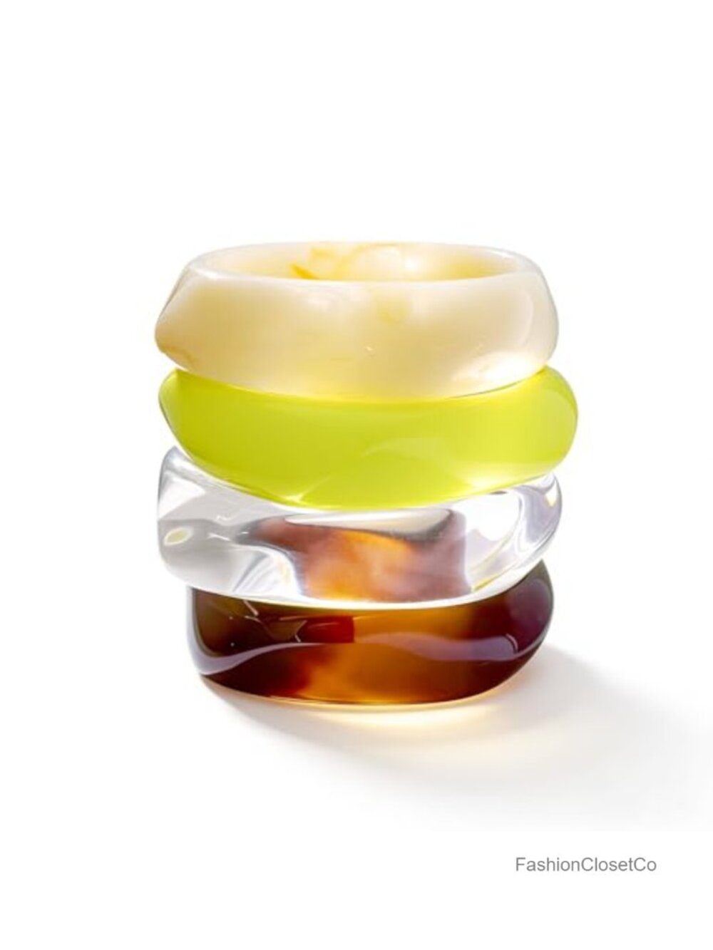 Chunky Acrylic Resin Bangle Bracelets for Women Multicolor Set of 4